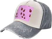 [YANYU] Art Ladybug Tracks Print Fashion Washed Distressed Baseball Cap Vintage Adjustable Hat with Classic Brim, Gray, One Size