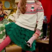 Mini Boden Ruffle Tulle Midi Skirt Green Holiday Xmas Size 7-8 Years NWT