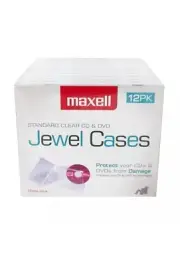 Maxell 190069D CD-360 Replacement CD/DVD Jewel Boxes Plastic 12 Pack (Clear)