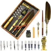 Real Feather Quill Pen and Ink Set Include Sealing Wax Stamp Kit for Wedding ...