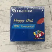 Fujifilm Floppy Disk 3.5 PC IBM Formatted 2HD Diskettes High-Density 10-Pack NEW