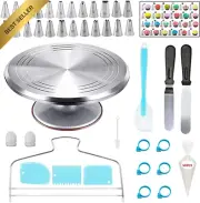 92pc Cake Decorating Kit Aluminum Turntable Leveler Icing Tips