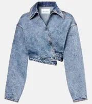[Alaia] Alaïa Asymmetric cropped denim jacket AU 12 blue