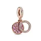Authentic Pandora Sparkling Pink Disc Double Dangle Charm