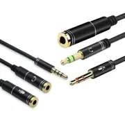3.5mm AUX Cable Mic Audio Splitter Extension Headphone Adapter Male to Female