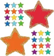 KALLORY 108 Sheet Star Cutout with Colorful Dot Borders for Bulletin Boards Classroom Decorations Projects and Home Decor Ideal for Teachers and School Projects