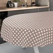 Oilcloth Tablecloth, Washable, Oilcloth, Garden Tablecloth, Outdoor, Indoor, Oval, 240 x 140 cm, Cut Edge, Checked Beige