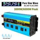 Pure Sine Wave 3000W 6000W Power Inverter 24V to 240V 4USB 4AC Remote Control
