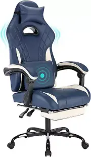 Gaming Chairs High Back Massage Game Chair with Footrest Computer Reclining Chai