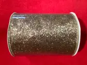 Jaclyn Smith 12 ft Wired Edge 5.5" Sparkly Glitter Gold Ribbon Winter Wonderland