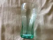 Set Of 2 Vintage Green Glass Coca Cola Coke Glasses 4.5" Small Glasses Juice
