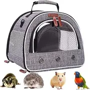 Guinea Pig Carrier for 2 (Two), Small Animals Travel Carrier for Bunny, Bird, Rat (Grey)