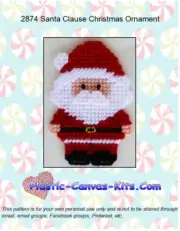 Santa Claus Christmas Ornament- Plastic Canvas Pattern or Kit