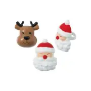 Christmas Cupcake Tops | Jolly Santa & Reindeer Cupcake Rings - 12 Pcs (dp11237)