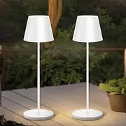 2 Pack Cordless Table Lamp Bedside Lamp Rechargeable Battery, Metal Modern Desk Lamp 38CM,3 Colors LED Touch Stepless Dimming,Portable Light for Bedroom Nightstand Living Room Dining Table Outdoor