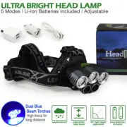 2020 Headlamp 5xLED XML-T6/Q5blue Rechargeable Li-Ion Headlight torch