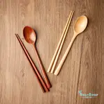 《GRAYSHOP》日式木製勺筷組 韓風 實木湯匙 筷子木勺 復古木餐具 美食攝影道具 拍照道具 餐盤