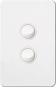 Hager WBSSV2-MW Silhouette Series Switch, Single Pole, Flush, 2 Gang, Vertical, 250V 16AX, 1 or 2 Way, Matt White