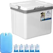 Ice Chest - 6L Camping Cooler | Insulated Ice Box Cooler Lunchbox Freezer Storage | Portable Ice Chest Waterproof Ice for Tailgating Boating Hiking Outdoor Food Beverage Cooling