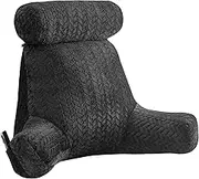 ele ELEOPTION Reading Pillow Back Pillow for Bed Sitting up Bed Rest Pillow with Arms Pockets Backrest Pillows Big Size Washable Black