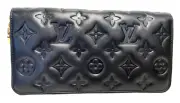 LOUIS VUITTON Zippy Wallet Long Lambskin/Monogram Emboss M81510 Unisex Black
