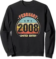 [X.Style] 15th Birthday Awesome Since February 2008 Retro 15 Years Old Sweatshirt ds624 Sweater (S) Black