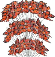 Augshy 75pcs 3D Monarch Butterfly Stakes Artificial Garden Monarch Butterfly Decorations for Day of The Dead Dia De Los Muertos Decor Halloween Party Supplies (3 Size)