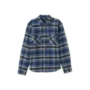 Brixton Bowery Heavy Weight Flannel Shirt Mens in Flint Blue Black Mineral Grey