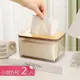 【荷生活】日式透明PET木質上蓋衛生紙盒 抽取式紙巾盒-小號方型2入組