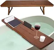 Versatile Bathtub Caddy and Breakfast Tray with Adjustable and Foldable Legs - Thick & Solid Bamboo Bath Caddy for Bathtub - Minimalist Design Bath Tray for Tub, Laptop Desk