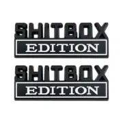2x Metal Black & White Shitbox Edition Car Emblem Letter Sport SUV Coupe Badge (for: Honda Civic)
