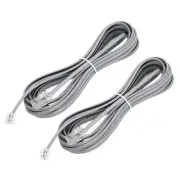 2Pcs Telephone Cord 16.4ft Phone Cable 8P4C to 6P4C Wire RJ45 to RJ11 Grey