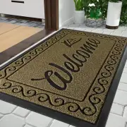 Welcome Front Door Mat, Heavy Duty Easy Clean Doormat Indoor Outdoor, Waterpr...