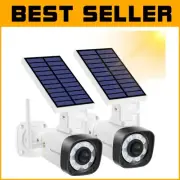 Realistic Dummy Security Cameras with Solar Floodlights for Outdoor Protection