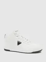 GUESS White Trisca Mid-Top Sneakers Size: 12, Faux Leather