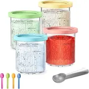 Replacement for Ninja Creami Deluxe Pints and Lids 4 Pack,24OZ Ice Cream Maker Pints Containers Compatible with Ninja NC501 NC500 Series Ice Cream Maker,BPA Free, Dishwasher Safe