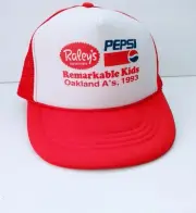 VTG Raley's Pepsi Oakland A's 1993 Remarkable kids Youth Mesh Trucker Hat Cap
