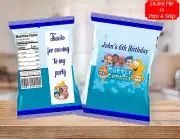 (12) Personalized BUBBLE GUPPIES Chip Candy Bags Party Favors Printed or D. File