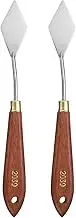 uxcell 2pcs Palette Knife Painting Tool 2.17" x 1.06" Stainless Steel Teardrop Blade 8.07" Length Spatula Painting Pallet Knives with Hole Beech Wood Handle for Acrylic Canvas, Red/Silver