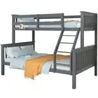 NNEMB Bunk Bed Triple Wooden Single Over Double Beds for Kids-Solid Pine Wood-Co