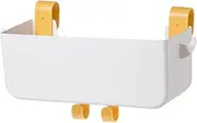 Bedside Shelf 12.2x4.7x4.7 in Hanging & Countertop Bunk Bed Shelf for Top Bunk Compartment Dorm Bedside Organizer with Detachable Yellow Hook for Hospital Loft Bed Rail (White)