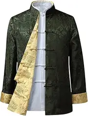 [Haitpant] Men Tang Costume Double-Sided Long Sleeved Chinese Style Collar Jacket Middle-Aged Reversible Jacket