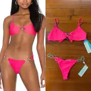 NWT Beach Bunny Skimpy Lexi Love Tango & Bralette Bikini in Pops - L/XL