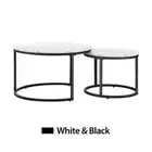 Set of 2 Coffee Table Round Marble Nesting Side End Wooden Round Table Furniture