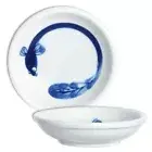 4 PCS. Japanese 3.5"D Wasabi Soy Sauce Dipping Dishes Blue Unagi Eel JAPAN MADE
