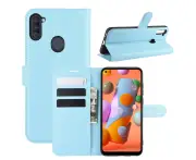 For Samsung Galaxy A11 Leather Wallet Flip Case Cover - Light Blue