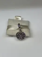 AUTHENTIC PANDORA PURPLE PAVE FEATHER DANGLE CHARM #799561C01