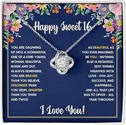 [FG Family Gift Mall] Sweet 16 Gifts For Girls, 16th Birthday Gifts For 16 Year Old Girl, Happy Sweet Sixteen Bday Card Gift Ideas Necklace with Message Card and Gift Box