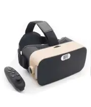 Virtual Reality Vife Vr Headset-gold And Black-remote Controller