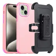 For iPhone 15 Belt Clip Anti-Drop Phone Case TPU+PC Kickstand Back Cover